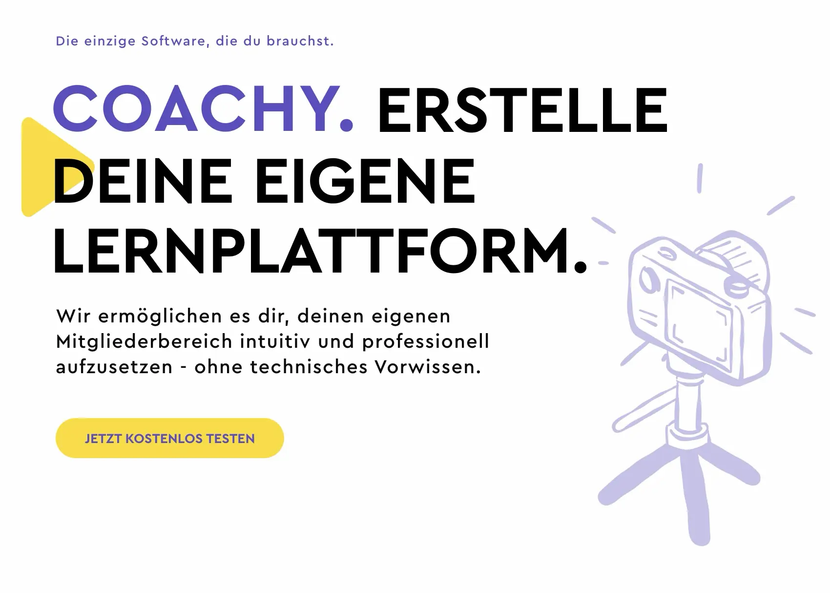 Screenshot von der Coachy Startseite